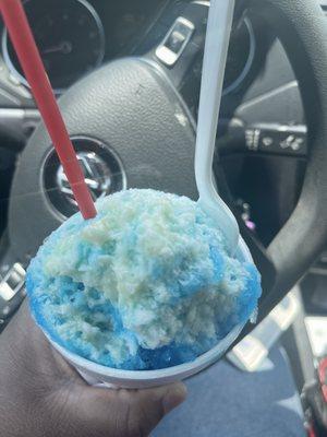 Blue coconut with extra cream