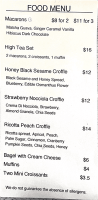 Food menu, Croffle