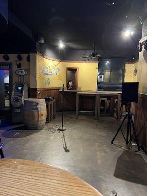 Open mic night stage set up