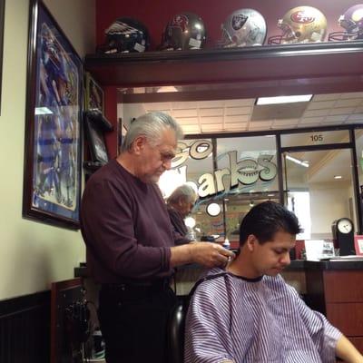 Anthony getting a haircut from only the best Bob The barber