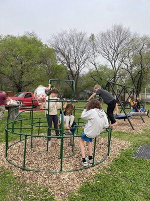 Jungle gym and spider swings