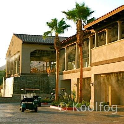 Misting systems at a golf club in the Palm Desert, Palm Springs area keep golfers and workers cool and protected from heat stress