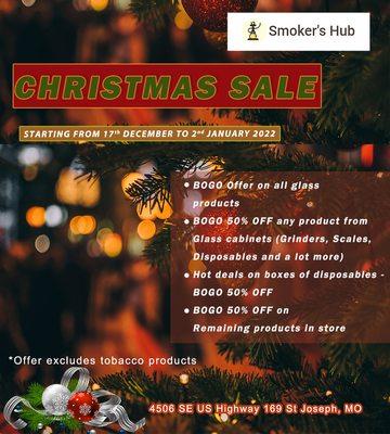 3 more days left.Offer sale going on all products.Come and get items in less. Offer valid till 2nd January 2022. www.smokershubsmokeshop.com