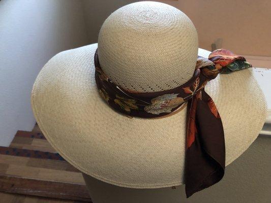 Pinhead wife wrapped a Hermès scarf around it to tighten the crown slightly on this handmade Panama hat size S.