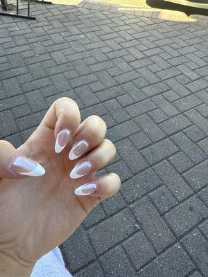 a chrome french tip acrylic