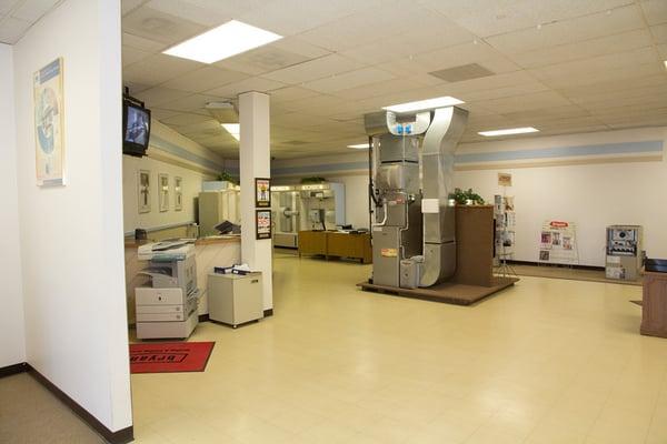 More of our showroom and parts counter. We sell filters, humidifier pads and all parts over the counter six days a week.