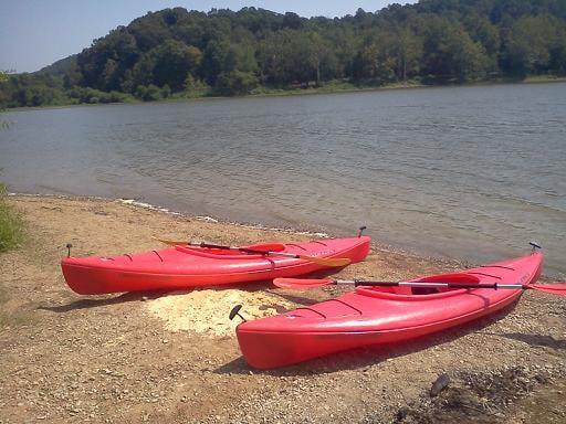 Kayaks from The Lake House getting ready to push out on Lake Monroe!