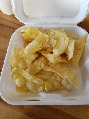 This is fried wonton, just skins no filling. Beware.