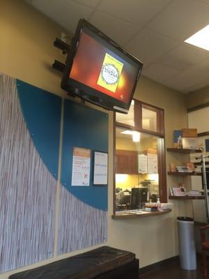 Waiting room with tv