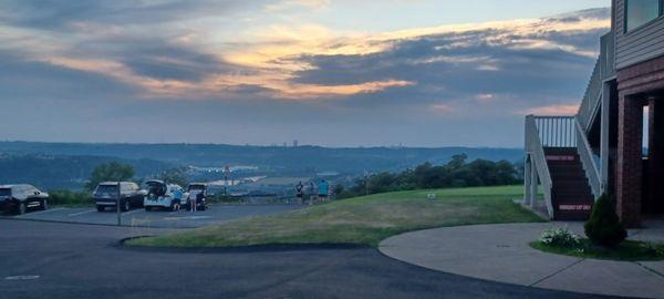 Itty-bitty city of Pittsburgh on the horizon.