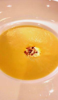 Valentine's Day 2023 Menu - Soup - Olive Oil Poached Goat Cheese / Golden Beet / Truffle Honey / Pink Peppercorn