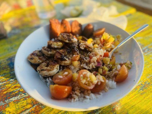 Jamaican jerk shrimp bowl