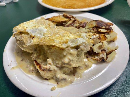 Biscuits & Gravy Meal with 2 eggs over easy