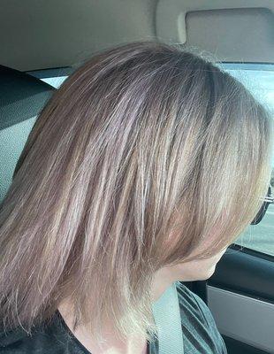 Lavender highlights with blonde highlights in a natural dirty blonde - Thank you Alexis!