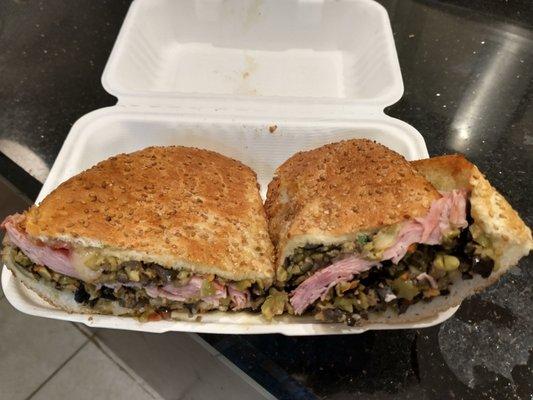 1/2 muffaletta, the real one not the one with turkey