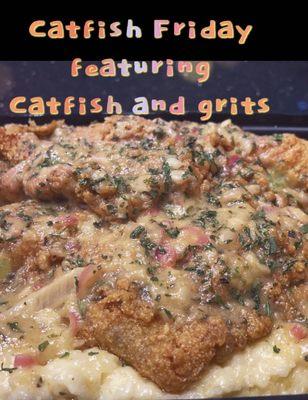 Country Fried Catfish with Cheesy Garlic Grits Best catfish Az has Ever had