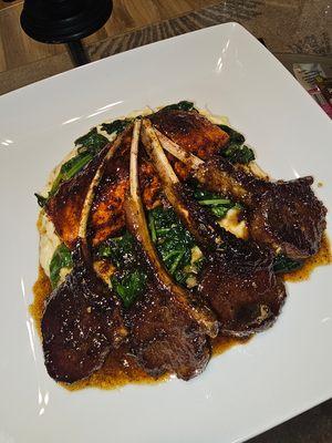 Honey Jerk Lamb Chops And Salmon