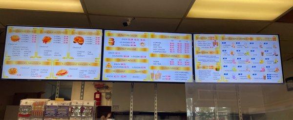 Menu with prices