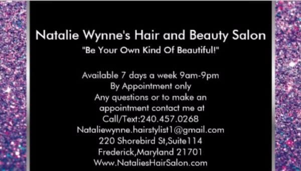 Business card with salon info