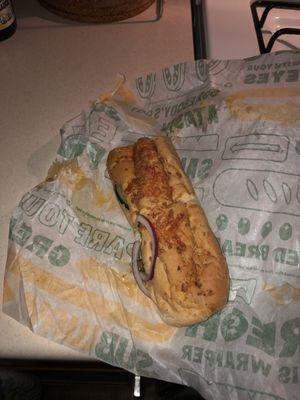 Unwrapped sad little sub