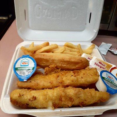 4 PC Fish Dinner Double Fries, Breadstick instead of Hushpuppies.