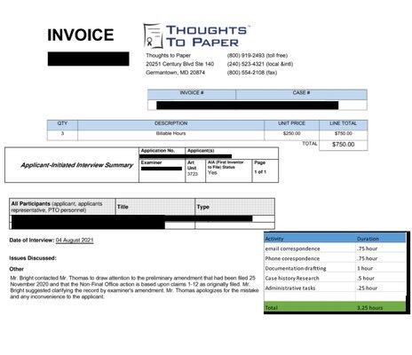 What I was billed for. They claimed they gave me .25hrs of "free work"