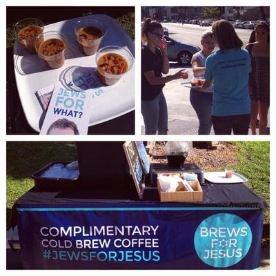 Brews for Jesus at UCLA - Gayley and Strathmore when classes are in session.