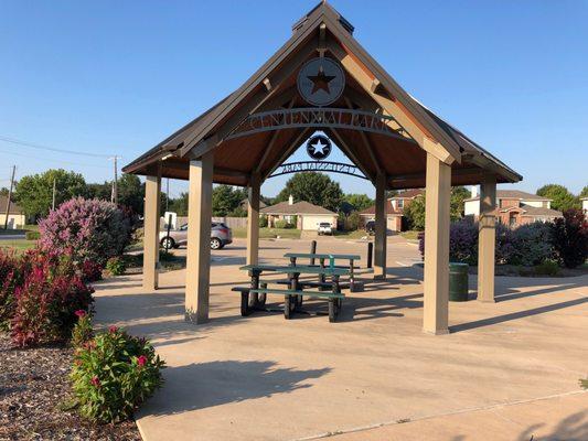 New pavilion and picnic tables