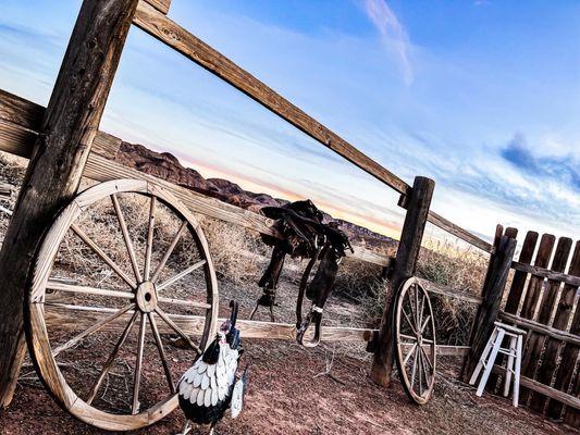 At the ranch house building