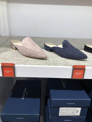 Women's suede mules, on sale $49