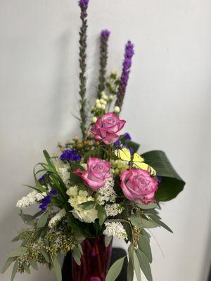 Roses with liatris