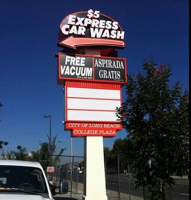 Pole Signs - $5 Express Car Wash in Long Beach, CA