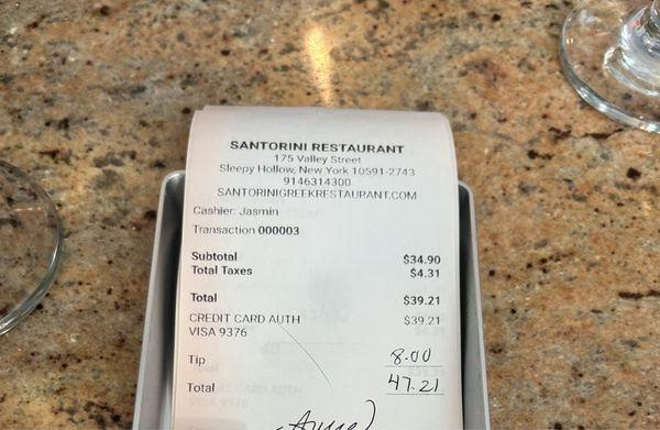 Bill for 2 small salads