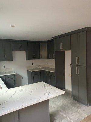 Kitchen cabinets and countertops installed