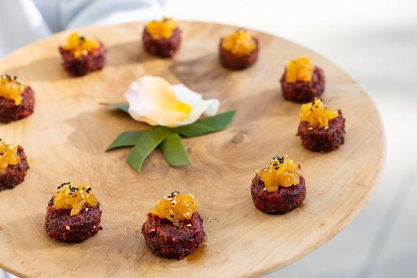 Beet Cake with Pineapple Chutney