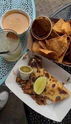 Queso - Guava Marg - Chips & Salsa - Chicken Quesadilla