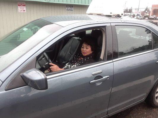 This Vietnamese lady was ready for the second driving lesson in Tukwila, WA.