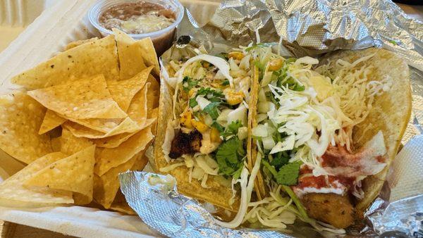 Two Taco Tasting Plate -Fish Taco Especial -blackened mahi.