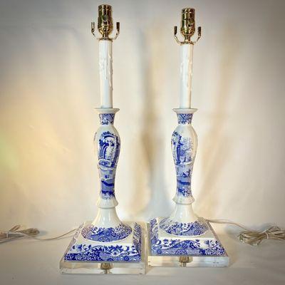 Spode candlestick holders upgraded with lucite bases