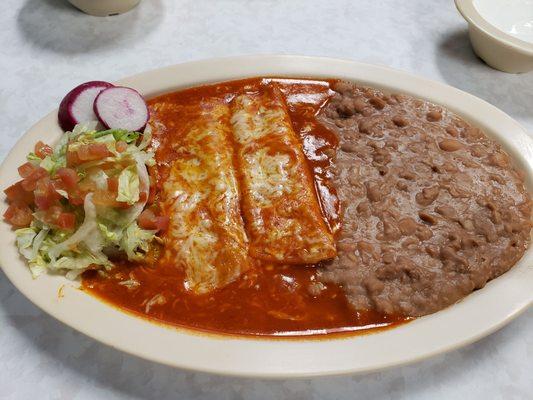 Cheese enchiladas plate