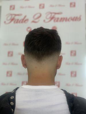 European haircut style soccer look skin low fade V shape clean with the razor.