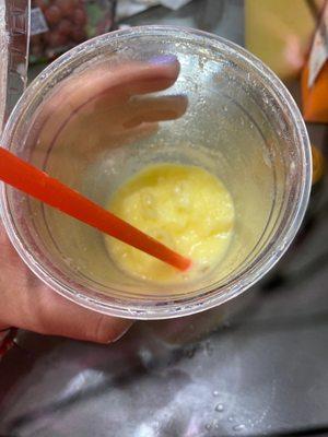 Chunks of ice still in my mango smoothie