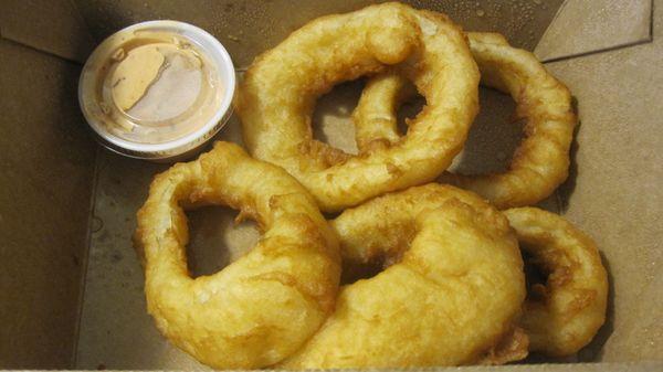 Five onion rings for $12.