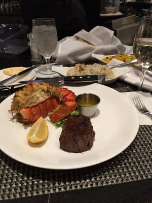 surf and turf with a stuffed lobster tail (crab stuffing). Yum