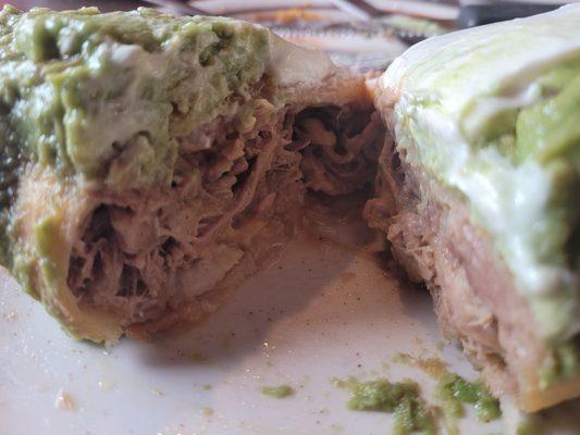 Inside the shredded beef chimichanga. Delicious!