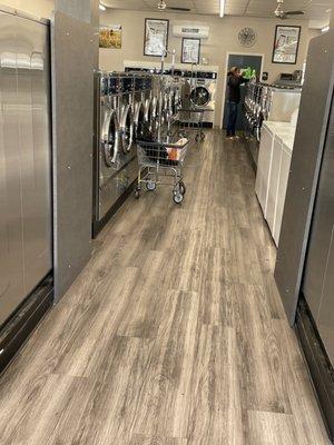 3 aisles with washers and dryers