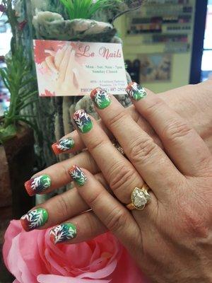 My client is going on a cruise ship vacation, jazz her nails up!!