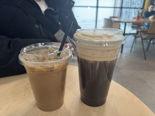 Iced salted caramel lattes and a george (cold brew with spiced cold foam)