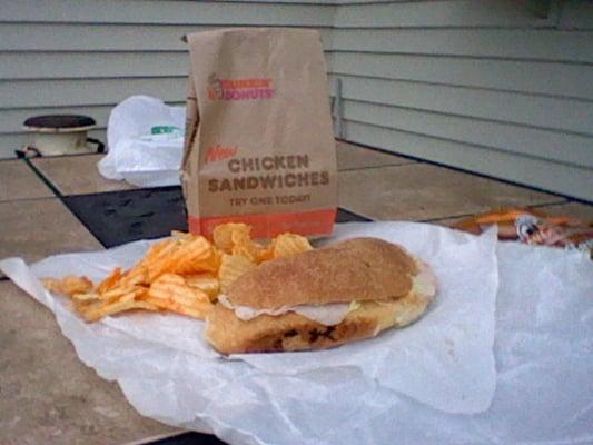 Sandwich and Chips, and a Dunkin Donuts inside!