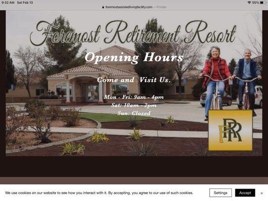 Foremost Retirement Resort resort opening hours with the logo